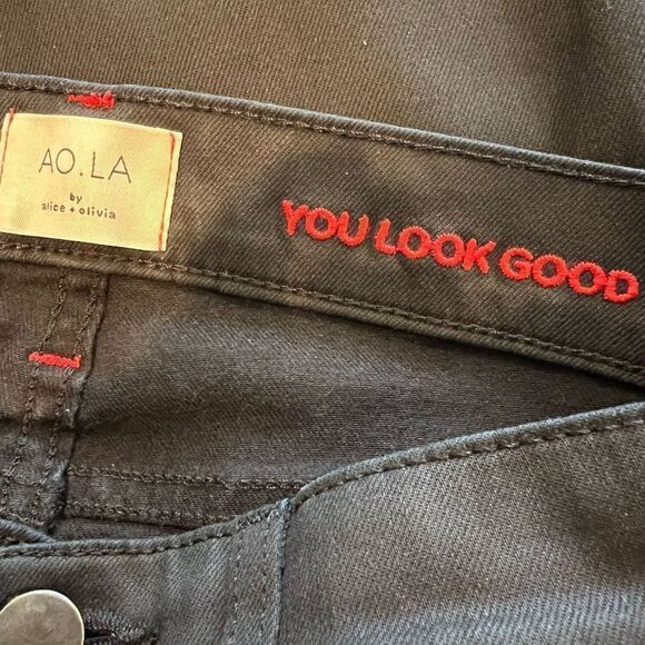 NWOT Alice + Olivia AO.LA Good HR Exposed Button Skinny Jeans in Cosmos Size 28 - Picture 6 of 9